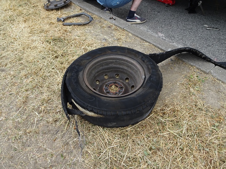 destroyed tyre
