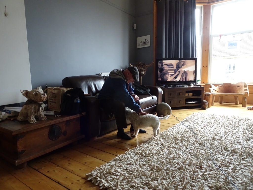 poppy the westie and grandpa