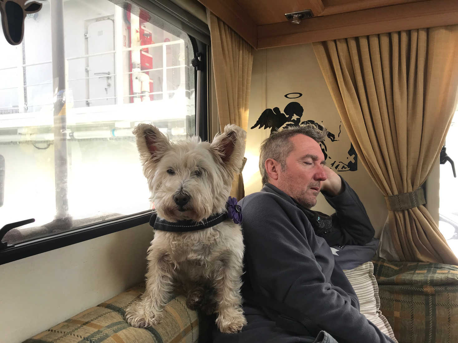 poppy and dad on the ferry