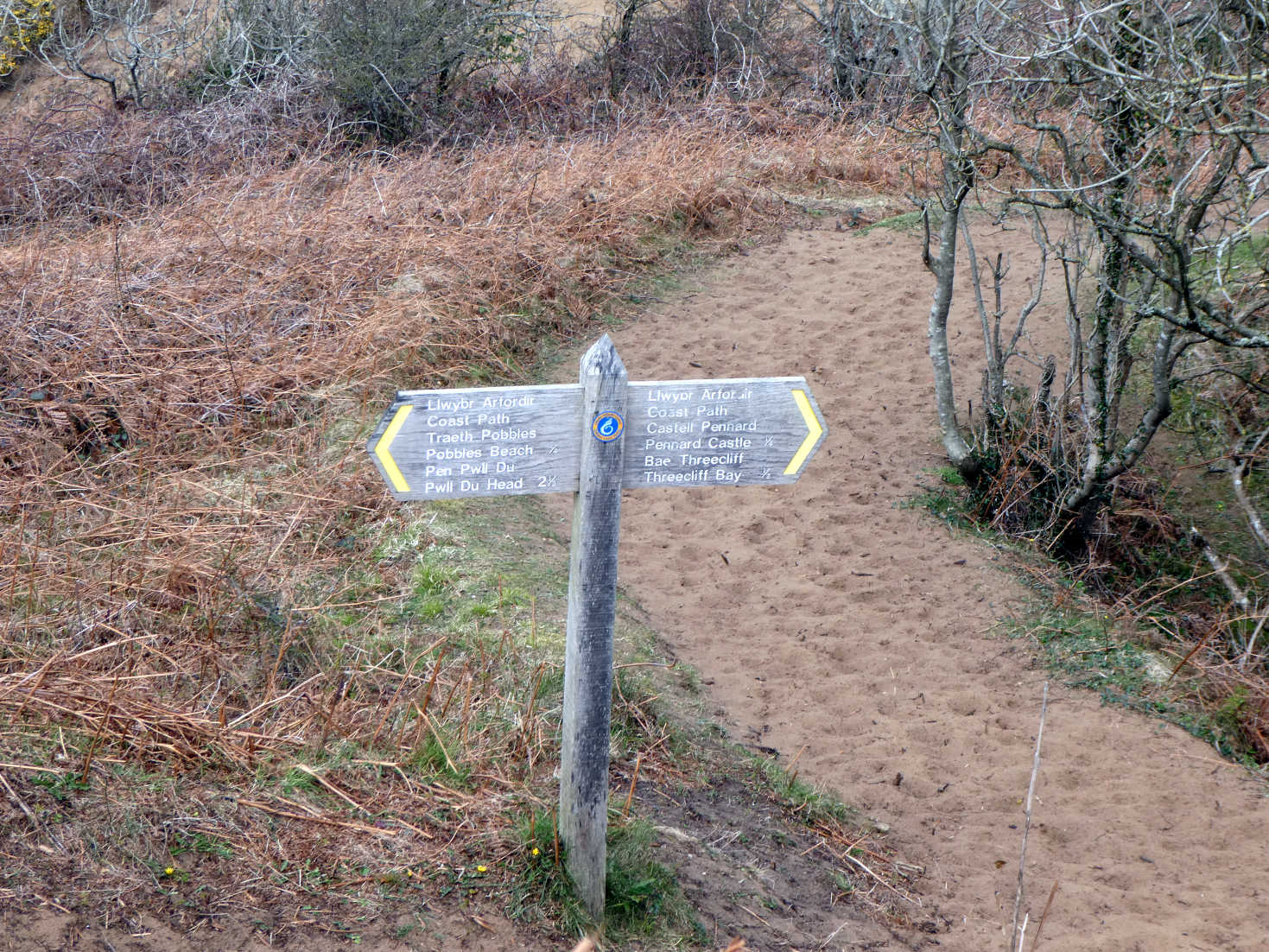 signpost at three cliffs