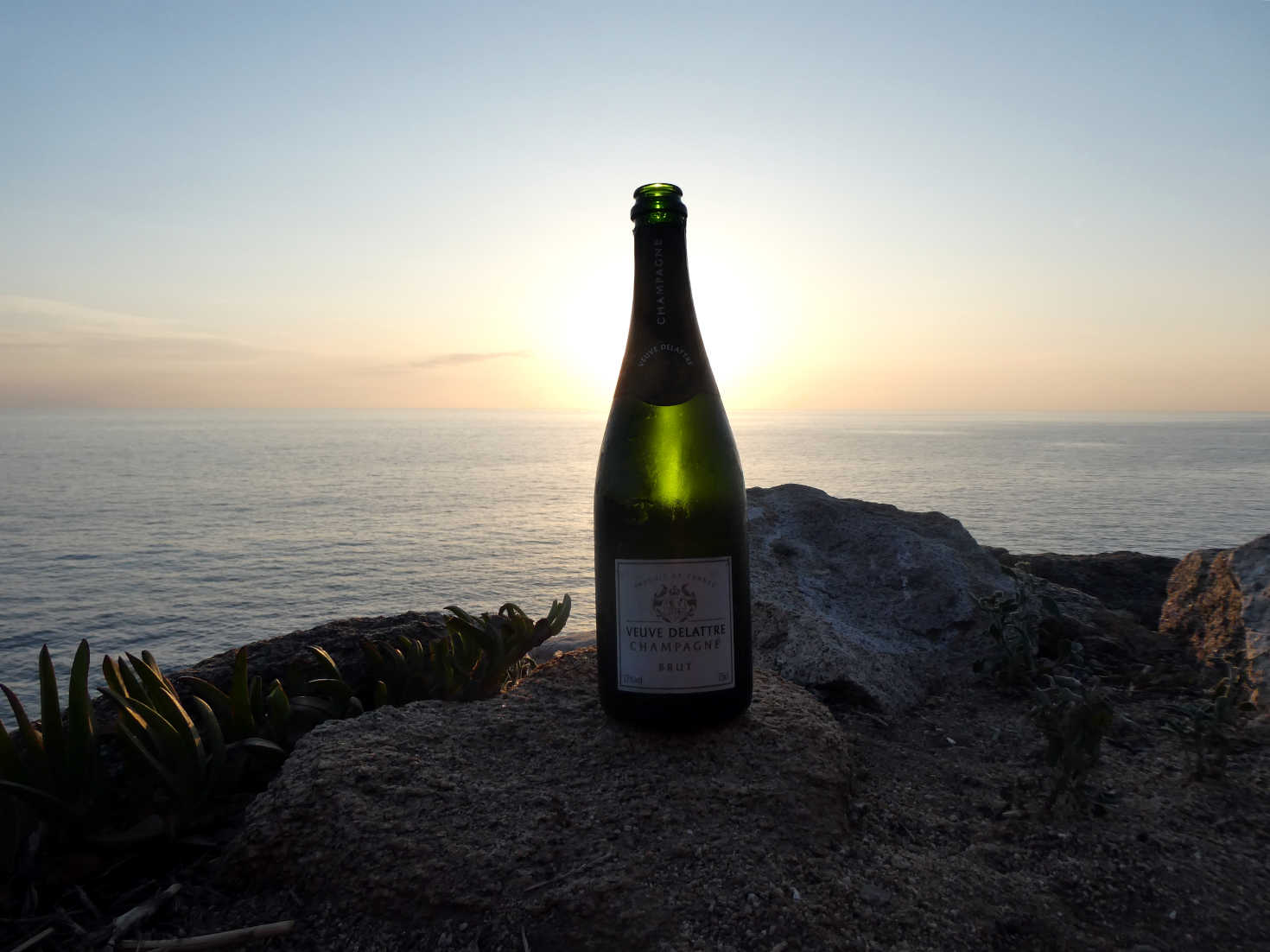 champagne at sunset
