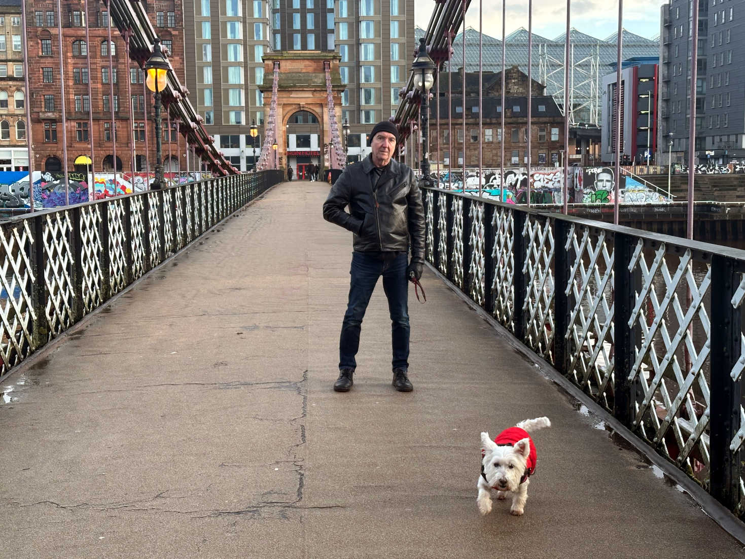 poppy the westie and dad in glasgow