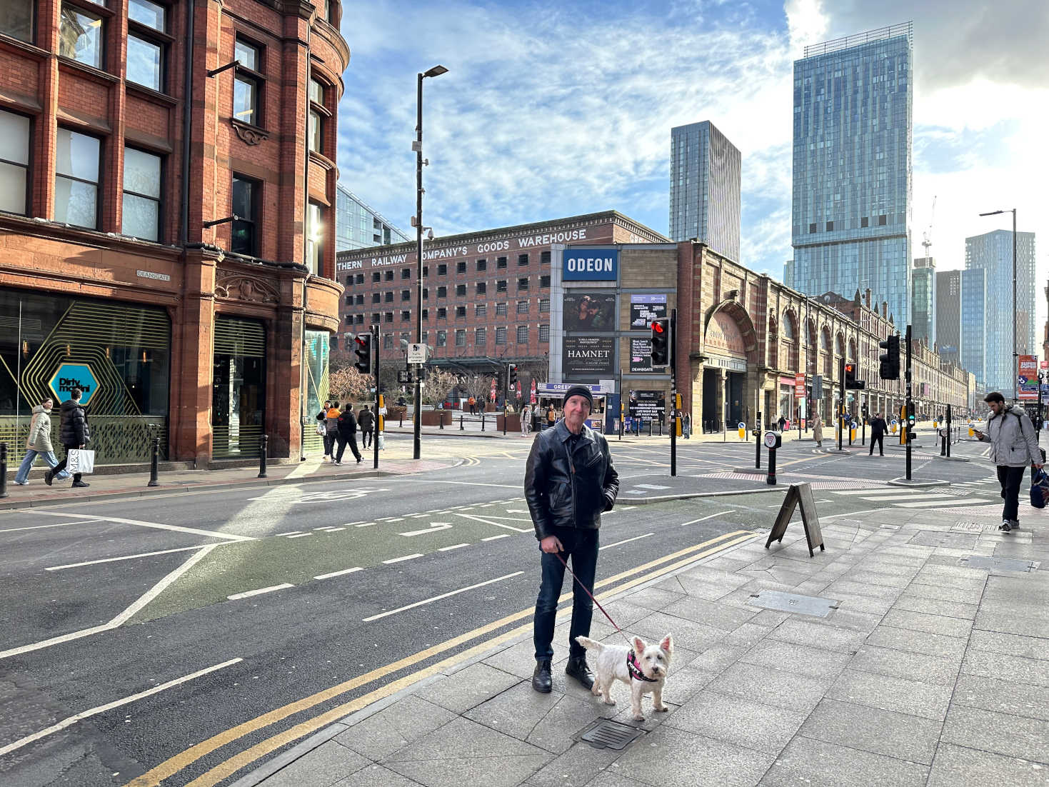 poppy the westie and dad in manchester