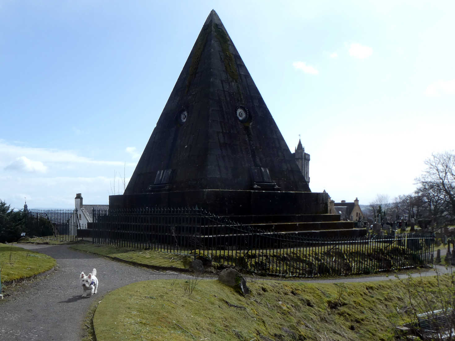 poppy the westie and the pyrimid Stirling
